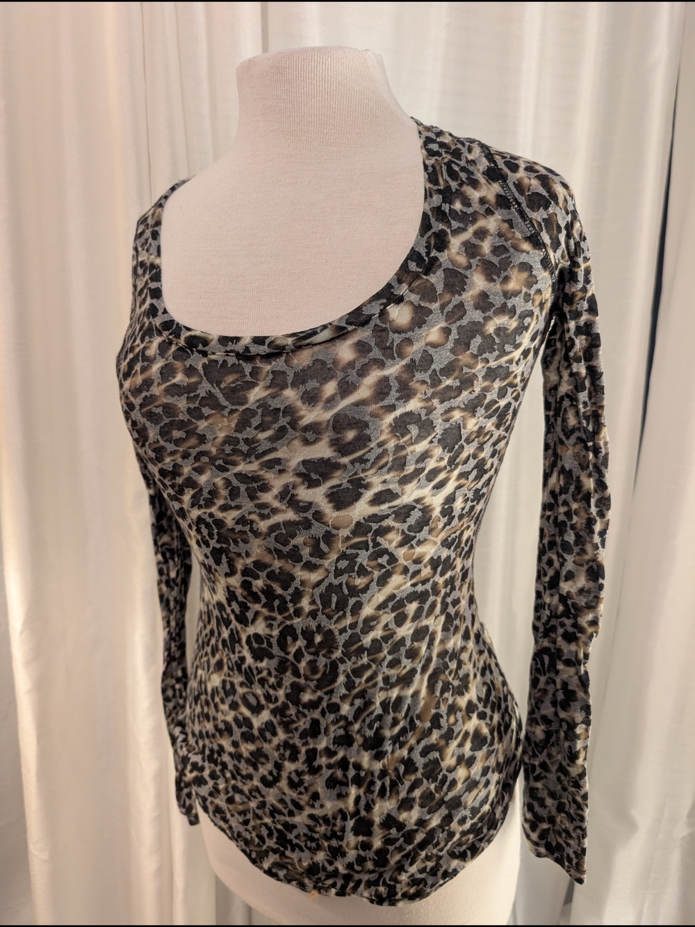 Express Leopard Print Burnout Long Sleeve Top
